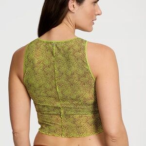 Women's Lime Green Printed Mesh Crop Tank - Victoria Secret Swim